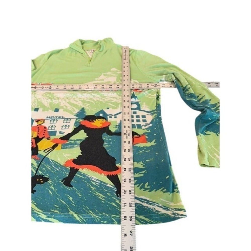 Neve St. Moritz Silk Wool Blend Quarter‎ Zip Ski Base Layer Top Green Women M - Picture 4 of 7